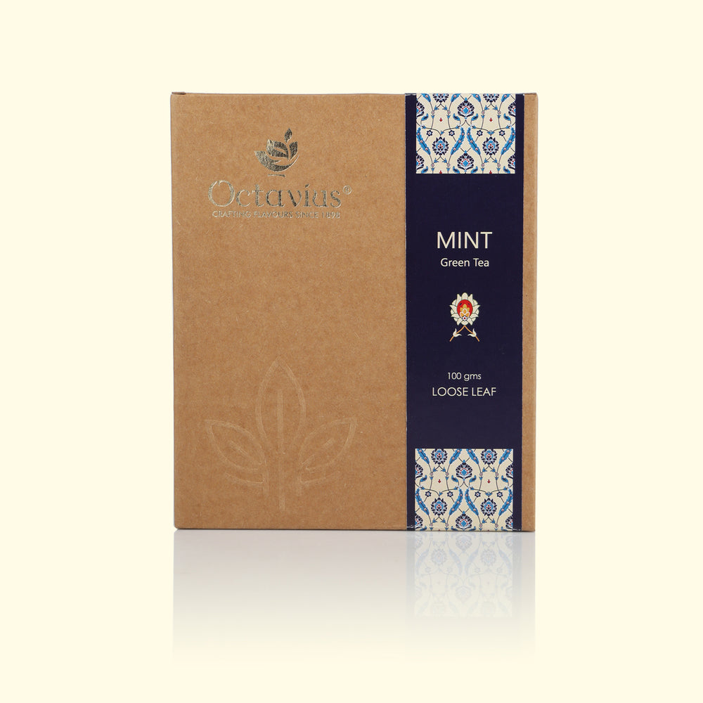 
                  
                    Load image into Gallery viewer, Mint Green Tea Loose Leaf in Kraft Box - 100 Gms
                  
                
