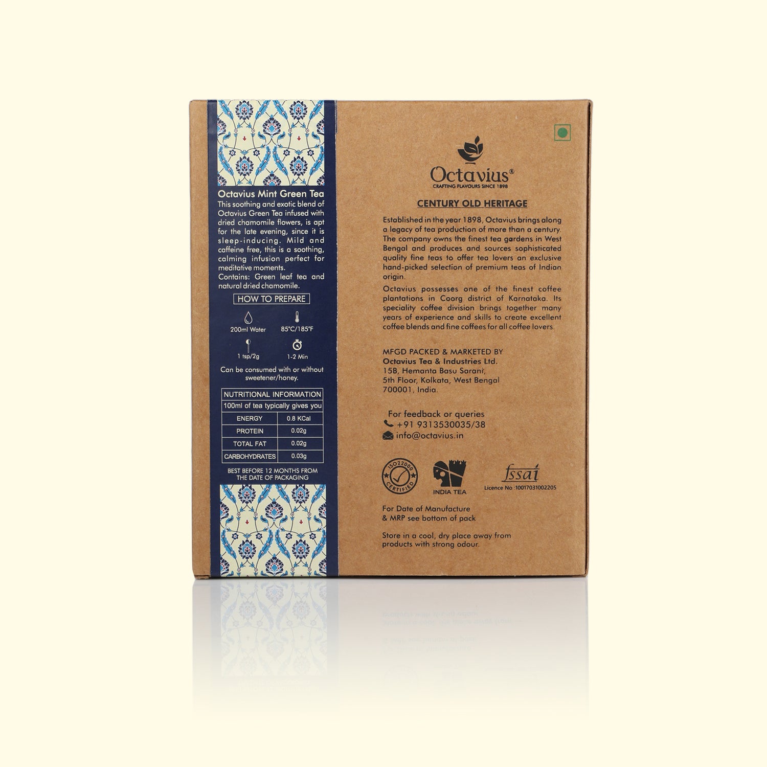 Mint Green Tea Loose Leaf in Kraft Box - 100 Gms
