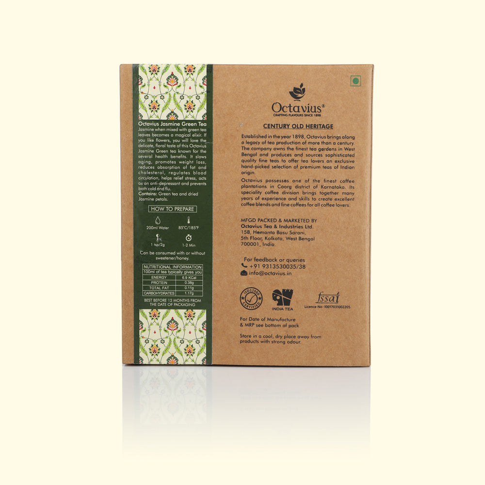 
                  
                    Load image into Gallery viewer, Jasmine Green Tea Loose Leaf in Kraft box - 100 Gms
                  
                