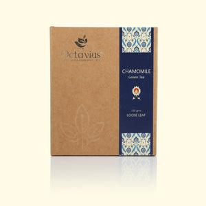 
                  
                    Load image into Gallery viewer, Chamomile Green Tea Loose Leaf in Kraft Box - 100 Gms
                  
                