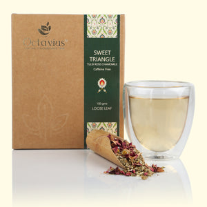 
                  
                    Load image into Gallery viewer, Sweet Triangle Tulsi Rose Chamomile (Caffeine Free) Loose Leaf - 100 Gms
                  
                