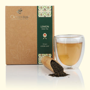 
                  
                    Load image into Gallery viewer, Lemon Green Tea Loose Leaf in Kraft Box - 100 Gms
                  
                