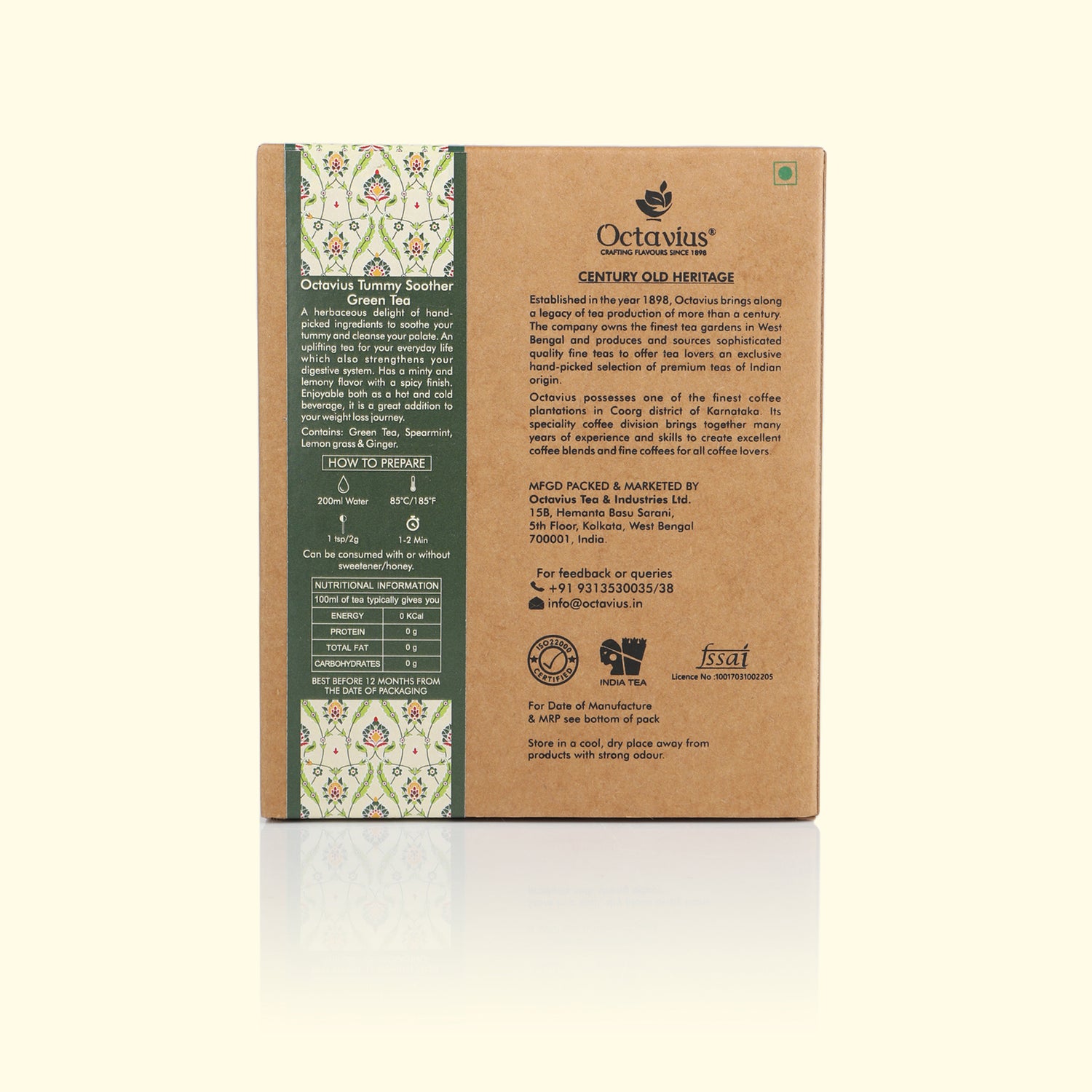 Tummy Soother Green Tea Loose Leaf in Kraft Box - 100 Gms