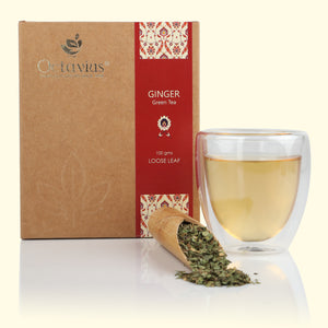 
                  
                    Load image into Gallery viewer, Ginger Green Tea Loose Leaf in Kraft Box - 100 Gms
                  
                