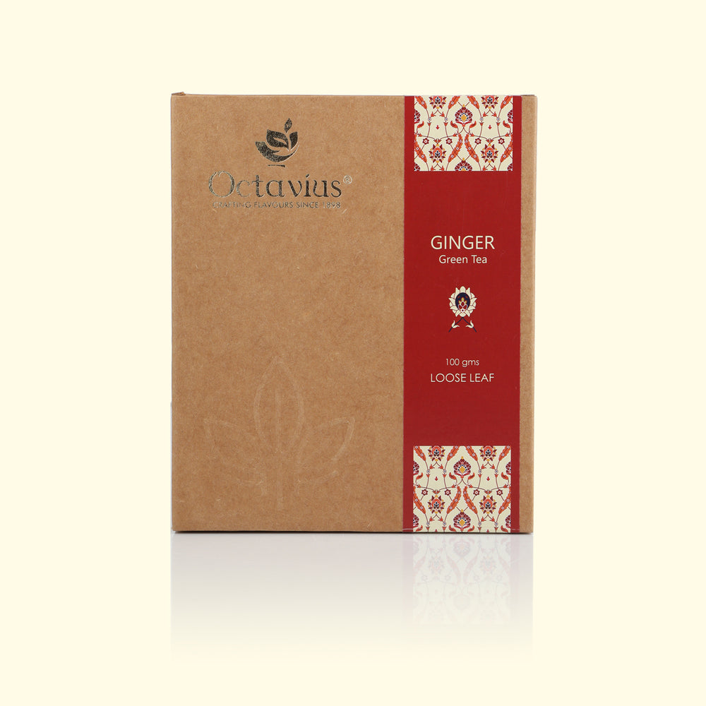 
                  
                    Load image into Gallery viewer, Ginger Green Tea Loose Leaf in Kraft Box - 100 Gms
                  
                