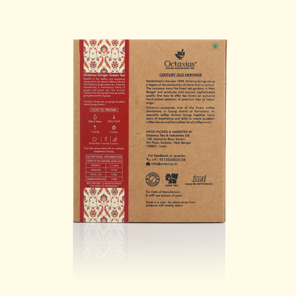 
                  
                    Load image into Gallery viewer, Ginger Green Tea Loose Leaf in Kraft Box - 100 Gms
                  
                