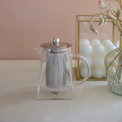 Pyramid Shaped Borosilicate Glass Kettle With Steel Infuser