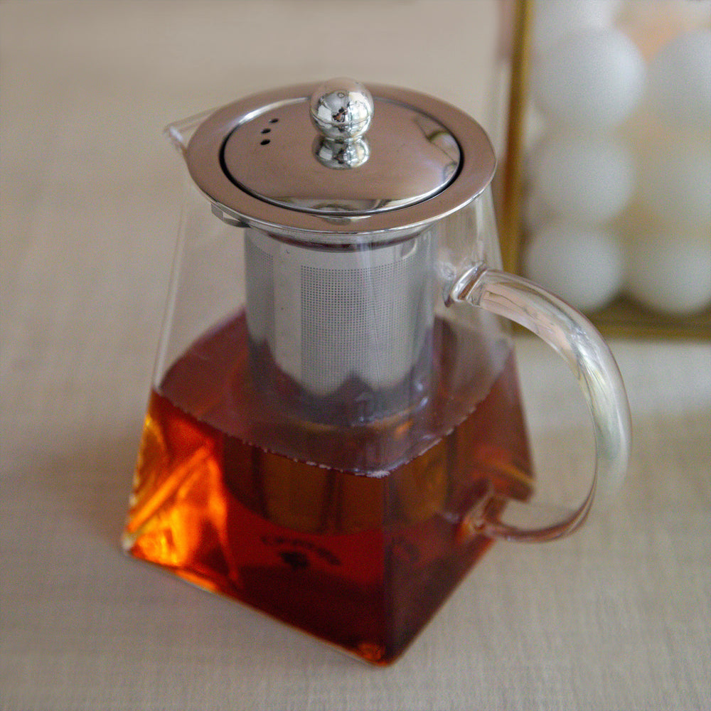 
                  
                    Load image into Gallery viewer, Pyramid Shaped Borosilicate Glass Kettle With Steel Infuser - 720 ML
                  
                