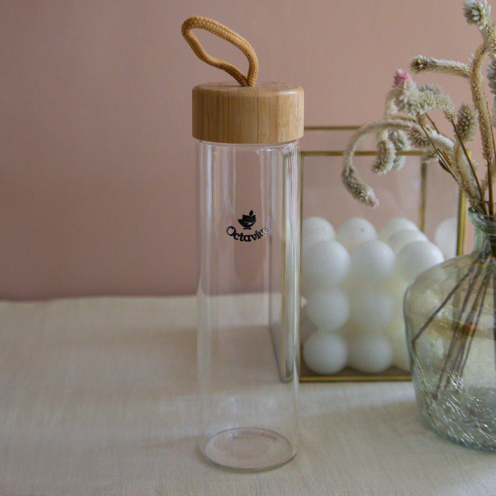 
                  
                    Load image into Gallery viewer, Borosilicate Glass Bottle With Wooden Cap - 600ML
                  
                