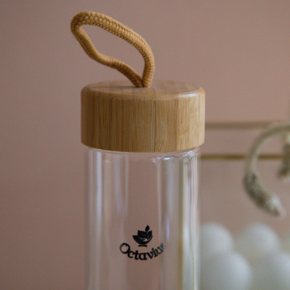 
                  
                    Load image into Gallery viewer, Borosilicate Glass Bottle With Wooden Cap - 600ML
                  
                