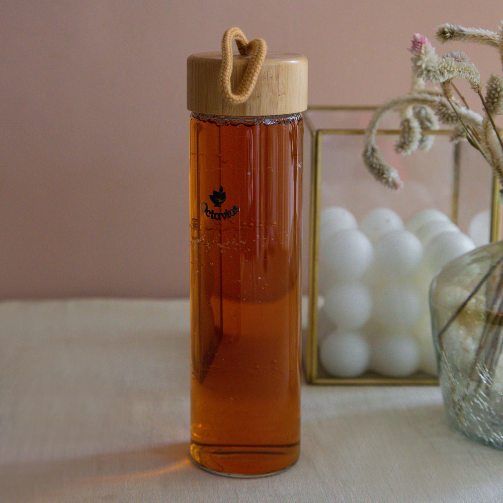 Borosilicate Glass Bottle With Wooden Cap - 600ML