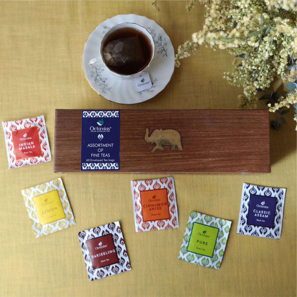 
                  
                    Load image into Gallery viewer, Assortment of Fine Teas- 60 Teabags in Sheesham Wood Box
                  
                