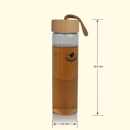 Borosilicate Glass Bottle With Wooden Cap - 600ML