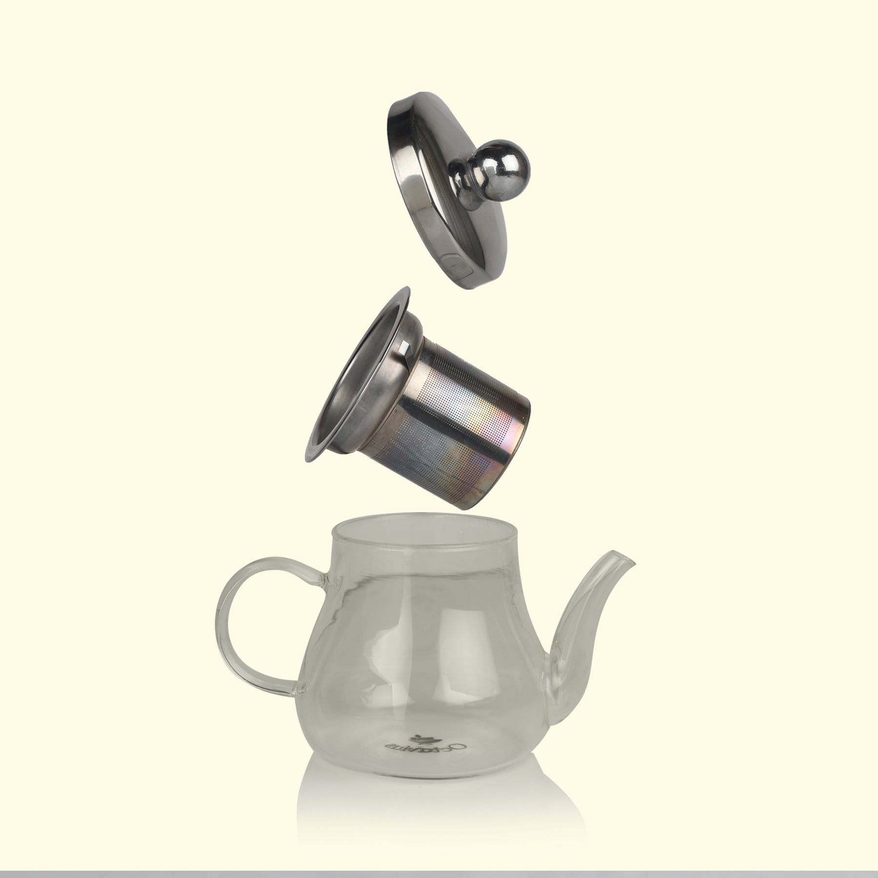 Pear Shaped Borosilicate Glass Kettle with Steel Infuser