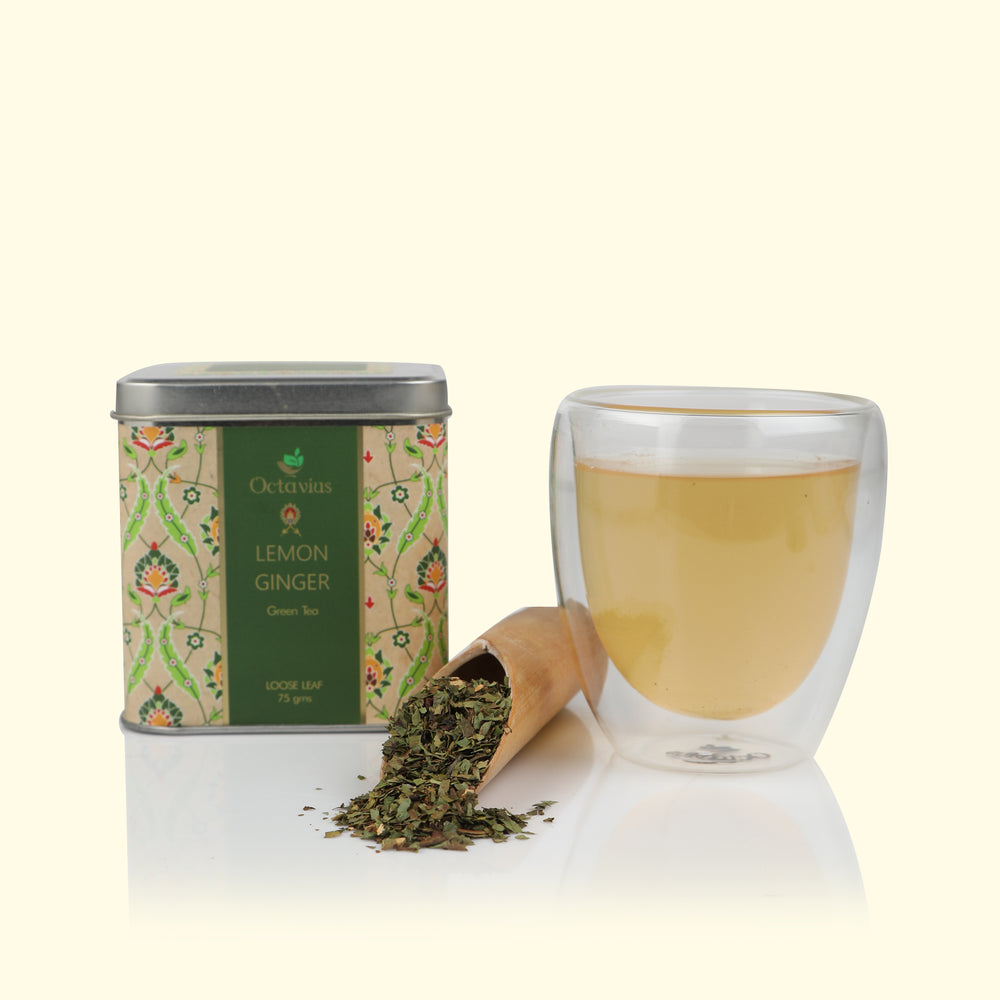 Ginger Lemon Green Tea Loose Leaf- 75 gms Square Tin