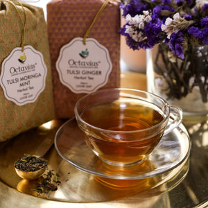 
                  
                    Load image into Gallery viewer, Assortment of 2 Caffeine Free Tisanes- Festive Collection (Tulsi Moringa Mint, Tulsi Ginger)
                  
                