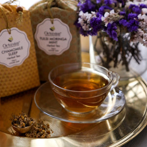 
                  
                    Load image into Gallery viewer, Assortment of 3 Caffeine Free Tisanes - Festive Collection (Pure Chamomile, Tulsi Rose, Tulsi Moringa Mint)
                  
                