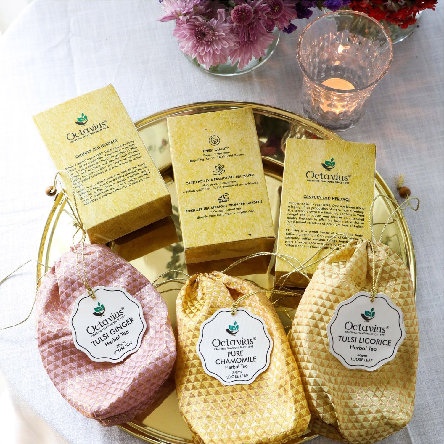 Wellness Caffeine Free Teas- Festive Range (Tulsi Ginger , Tulsi Licorice, Pure Chamomile)