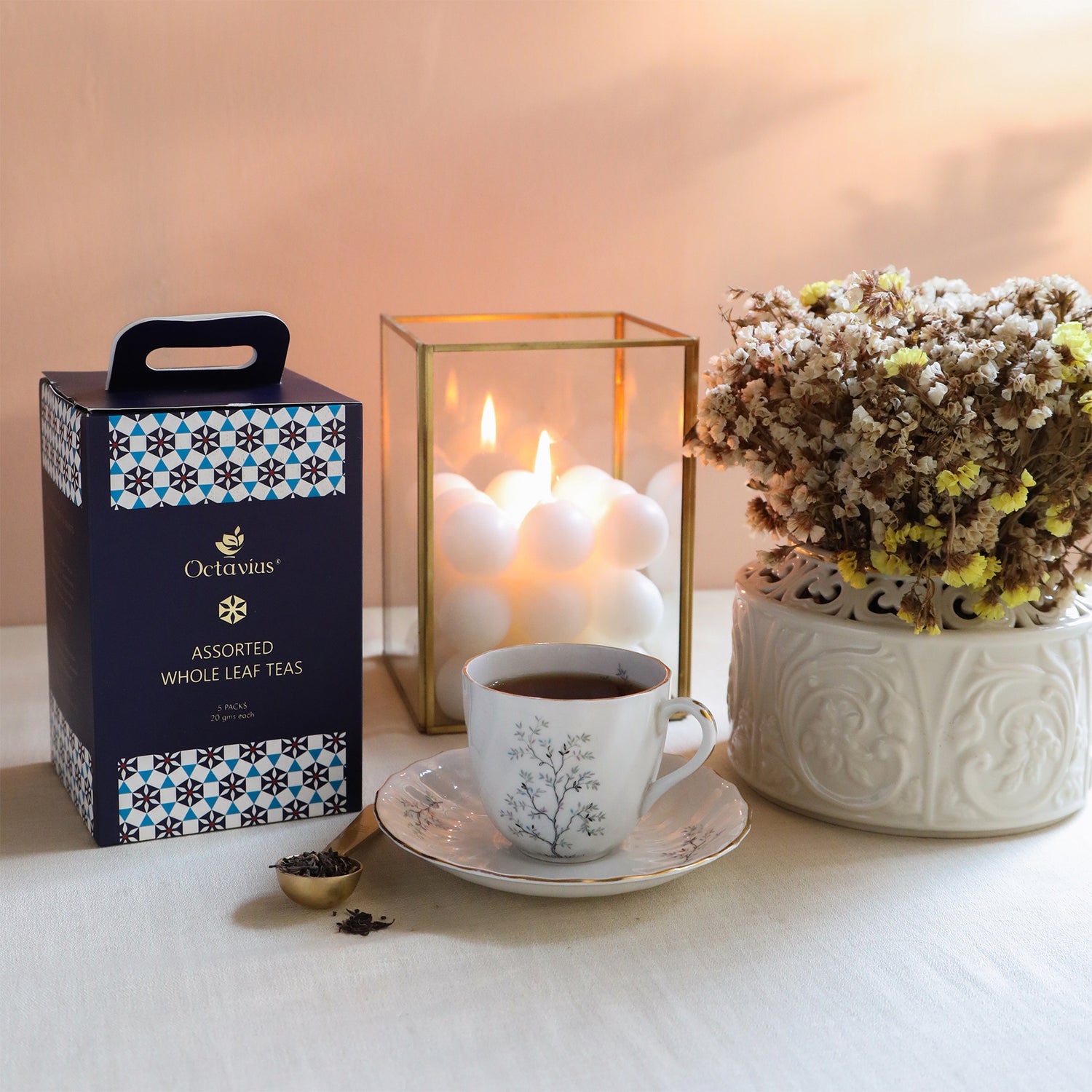 Calming Floral Green Tea Mini Set with Free Double-Walled Glass Cup