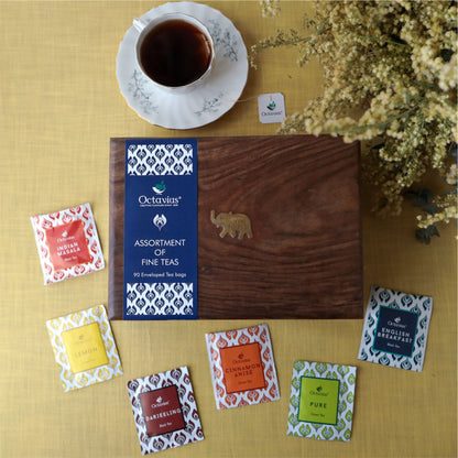 Assortment of Fine Teas- 90 Teabags in Sheesham Wood Box