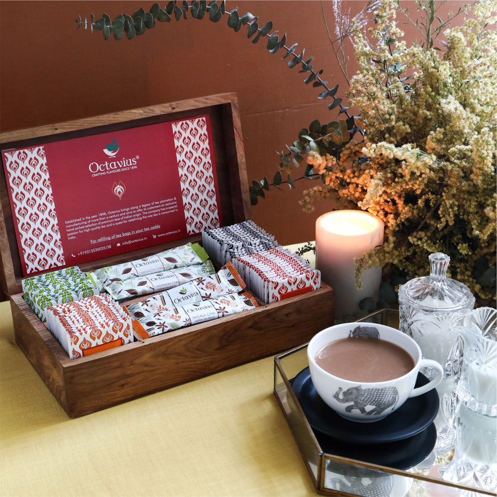 Assortment of Fine Teas - 60 Teabags & 30 Tea Premix in Sheesham Wood Box