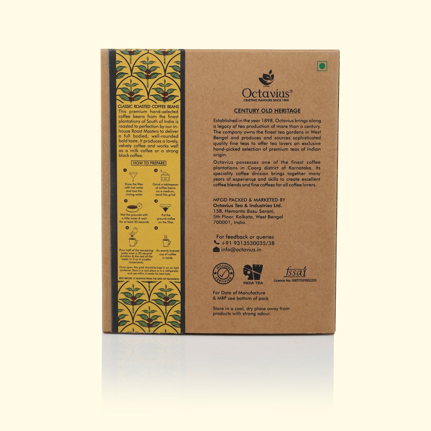 Roasted Coffee Beans in Kraft box - 250 grams